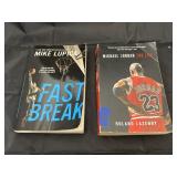 2 paperback books, basketball