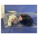 2 Ty Beanie Babies in plastic display case