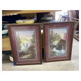 2 pc. Framed/matted wall art