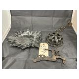 Cast iron leaf tray w/ candle sconce broken
