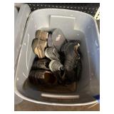 Plastic bin w/lid w/ asstd. Mens shoes