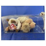 2 Ty Beanie Babies in plastic display case