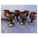 6 Avon Ruby Red Stem Cups