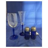 4 pcs. Stemware & salt/peppers