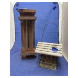 2 wooden bird feeders