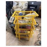 Plastic Basket Cart on wheels w/ contents
