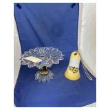 Glass Desert Server & ceramic bell