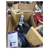 Net Gear wireless router, wood step stools