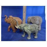 3 pcs. Carved Elephant Figurines
