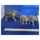 3 pcs. Carved Elephant Figurines