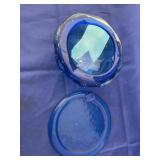 2 pcs. Blue Glass Coaster w/ bowl