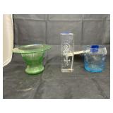 3 pc. Glass vases & paperweight