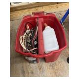 Plastic Divided Bucket w/calf bottle& cables