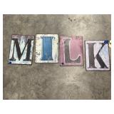 4 Pcs - Metal Letter Wall Hanging - MILK