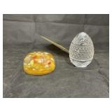 Glass egg & decorative paper weight