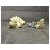 Glass bird & metal snail