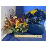 2 pc. Base & Basket with Faux Flowers