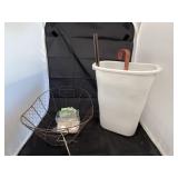 Wire Basket w/ wreath hanger, woven basket