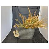 Galvanized Bucket w/Faux Sunflowers