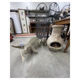 3 Pcs - Stone Bunny Statues & Small Chiminea