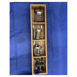 Wood Divided Box w/4 Assorted Fishing Reels