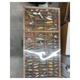 Wooden Display Case w/Fishing Lures 17"x32"