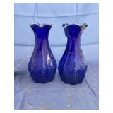 2 - Cobalt Blue Glass Vases