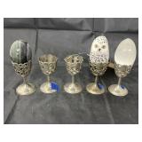 5 Pcs - 2 Carved Eggs & Egg Holders