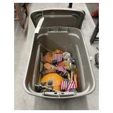Assorted Fall & 4th of July Dï¿½cor in Plastic Bin
