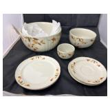 7 Pcs - Halls Superior Jewell T Bowls & Plates