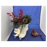 Ice Skate Vase w/Greenery