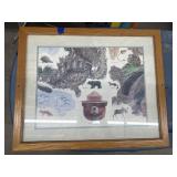 Framed Smokey the Bear Animal Track Print