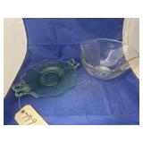 2 Pcs - Glass Serving Platter & Bowl