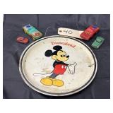 5 Pcs - Disneyland Plate & Vintage Toy Cars