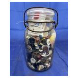 Glass Jar w/Assorted Buttons
