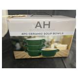 Authentic Home 4 Pc Ceramic Soup Bowls in box