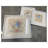 3 Pcs - Framed Native American Art