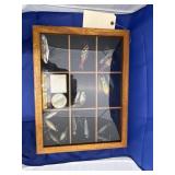 Wooden Display Case w/Fishing Lures 17"x13"