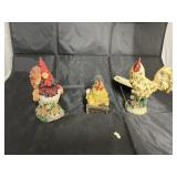 3 - Rooster Figurines
