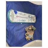 2 Pcs - Metal Thermometer & Duck Figurine