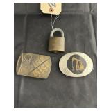 2 - Belt Buckles & Lock - no key