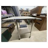 Drop Leaf Metal Kitchen Table on Wheels 33"W