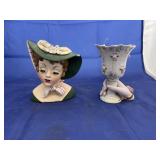 Napco Lady Head Vase & Vase