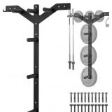 Wall Mounted Weight Plate Rack, 6 Pegs & 4 Barbell