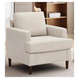 Mid-Century Accent Chair, Modern Linen Fabric Armc