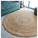 Hausattire Hand Woven Jute Rug, Approx. 8 Ft Round