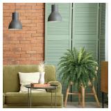2 Pc.35" Faux Greenery, 39 Fern Frond Each, Green
