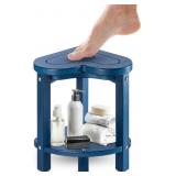 Corner Shower Stool- Plastic, Blue, Adjustable Hei