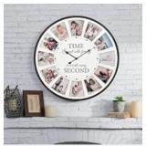 12 Photo Collage Rustic Wood Farmhouse Wall Clock