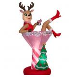 Holiday Living 7 FT Lighted Reindeer with Drink -